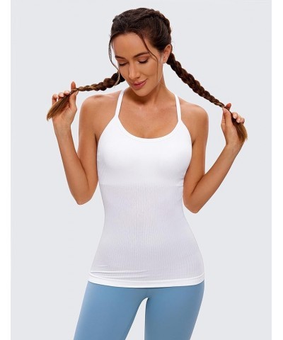 Seamless Workout Tank Tops for Women Racerback Athletic Camisole Sports Shirts with Built in Bra White $16.17 Activewear