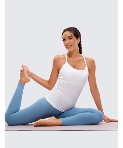 Seamless Workout Tank Tops for Women Racerback Athletic Camisole Sports Shirts with Built in Bra White $16.17 Activewear