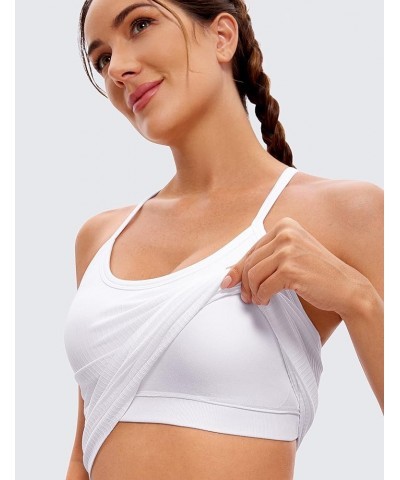 Seamless Workout Tank Tops for Women Racerback Athletic Camisole Sports Shirts with Built in Bra White $16.17 Activewear