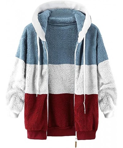 Women's Fleece Jackets & Coats Full Zip Up Hooded Overcoats NO Pocket Sweater Oversized Outerwear Plus Size X-red $8.62 Jackets