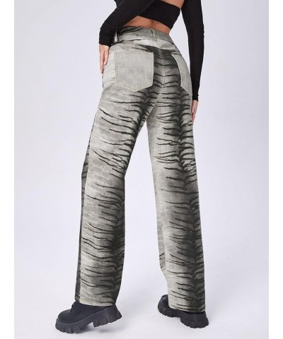 Jeans for Women - Tiger Skin Print Straight Leg Jeans (Color : Multicolor, Size : Large) Large Multicolor $23.76 Jeans