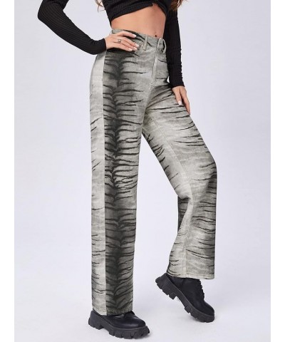 Jeans for Women - Tiger Skin Print Straight Leg Jeans (Color : Multicolor, Size : Large) Large Multicolor $23.76 Jeans