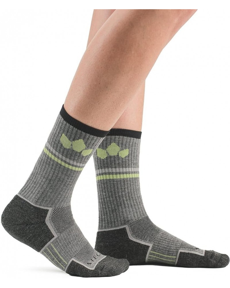 TrailTec+ Merino Wool Performance Outdoor Hiking Running Socks - Cushioned, Crew Leaf Grey $8.57 Activewear