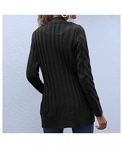 Cardigan Sweaters for Women Open Front Cardigan Sweater Fashion Button Knit Chunky Outwear Plus Size Coats Pocket Black $6.21...