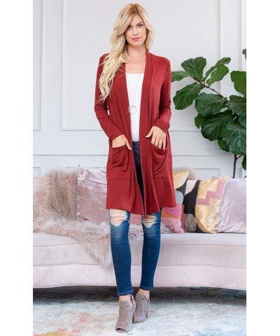 Casual Knit Open Cardigan Front Pocket - Long Sleeve Soft Sweater Shawl Cardi Outer Lightweight Lightweight Slouchy Cardi - F...