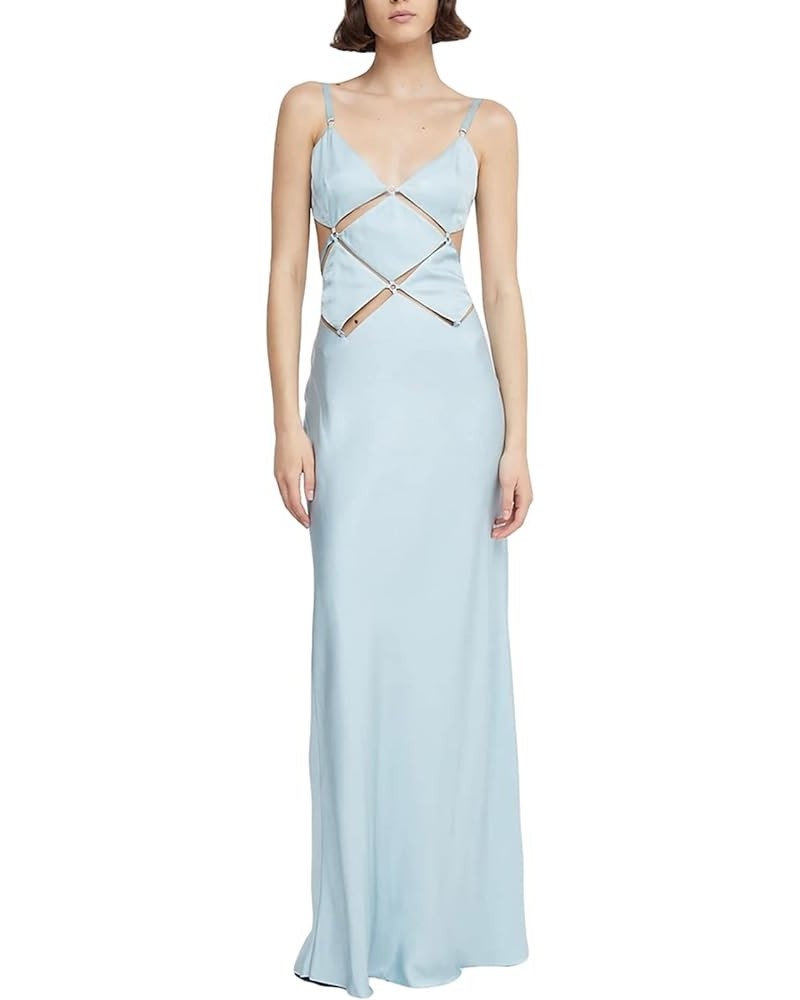 Cutout Tube Dress for Women's Sexy Backless Maxi Dress Y2K Sleeveless Split Bodycon Cocktail Dresses A Blue $8.84 Dresses