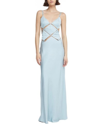 Cutout Tube Dress for Women's Sexy Backless Maxi Dress Y2K Sleeveless Split Bodycon Cocktail Dresses A Blue $8.84 Dresses