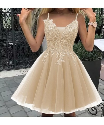 Prom Dress 2024 Short - Homecoming Dresses Lace Tulle Prom Dresses for Teens Deep Blue $38.24 Dresses