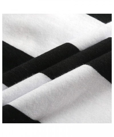 Women's Long Sleeve Striped T-Shirt Tee Shirt Tops Slim Fit Blouses Black White Wide Stripe $6.75 T-Shirts