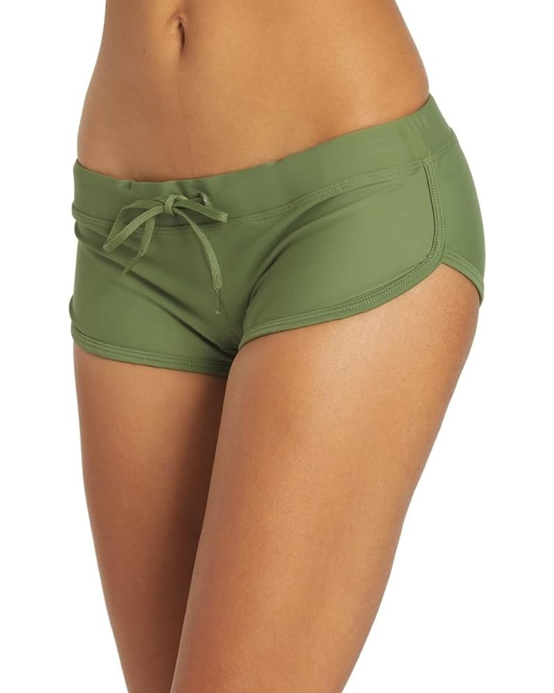 Women's Swim Shorts: Inspiring Confidence, Comfort and Shape Retaining Cheeky Boyshort- Swim Shorts Women Olive $16.40 Swimsuits