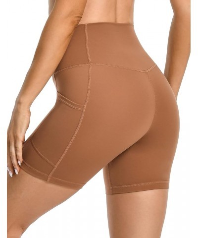 Women's 6"/8" Biker Shorts, High Waist Yoga Shorts with Pockets, Gym Workout Spandex Shorts 6 inches Roasted Brown $14.03 Act...