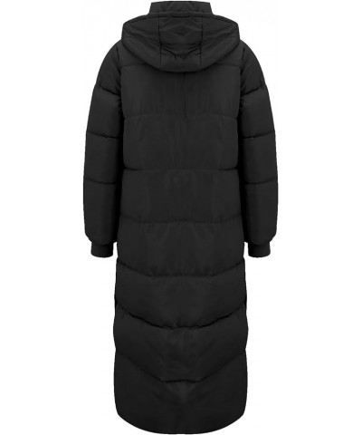 Womens Winter Coats Warm Full Zip Puffer Jacket Hooded Length Quilted Coat Windproof Outdoor Padded Jacket Down Outwear B-bla...