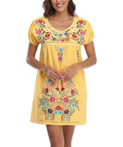 Women Mexican Embroidered Dress Short Sleeve 47y $14.00 Dresses