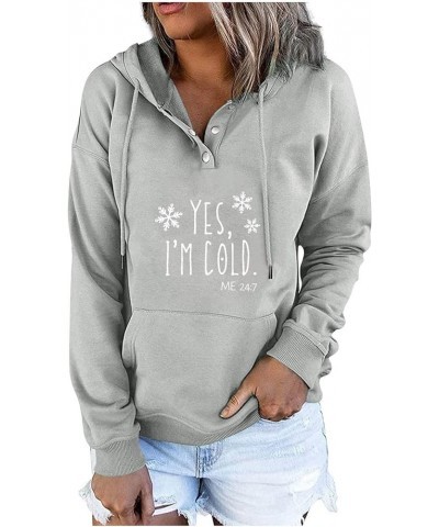 Womens Casual Hoodies Pullover Tops Drawstring Long Sleeve Button Down Sweatshirts 2023 Fall Clothes With Pocket 03-gray $9.2...