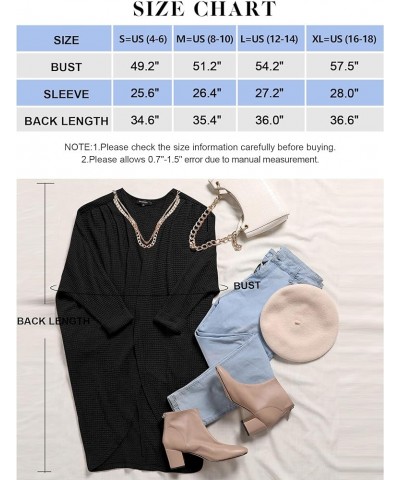 Women's 2024 Fall Casual Waffle Knit Solid Color Long Batwing Sleeve Oversized Open Front Sweater Cardigan Coat Black $23.52 ...