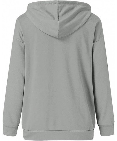 Womens Casual Hoodies Pullover Tops Drawstring Long Sleeve Button Down Sweatshirts 2023 Fall Clothes With Pocket 03-gray $9.2...