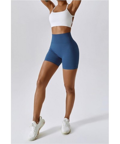 Women's Tummy Control High Waisted Biker Shorts Yoga Gym Running Fitness Workout Shorts for Women 2 Night Sky Blue $14.00 Act...