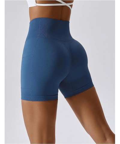 Women's Tummy Control High Waisted Biker Shorts Yoga Gym Running Fitness Workout Shorts for Women 2 Night Sky Blue $14.00 Act...