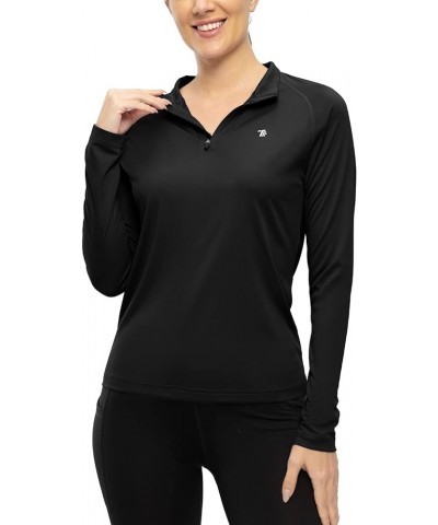 Women's Polo Shirts 1/4 Zip Long Sleeve UPF 50+ Sun Protection Hiking Athletic Shirts Quick Dry Rash Guard 13-black $11.19 Ac...