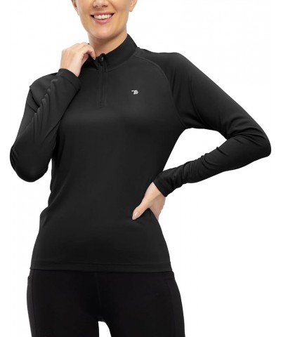 Women's Polo Shirts 1/4 Zip Long Sleeve UPF 50+ Sun Protection Hiking Athletic Shirts Quick Dry Rash Guard 13-black $11.19 Ac...