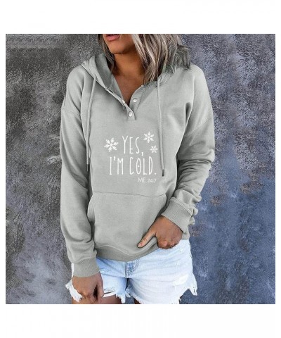 Womens Casual Hoodies Pullover Tops Drawstring Long Sleeve Button Down Sweatshirts 2023 Fall Clothes With Pocket 03-gray $9.2...