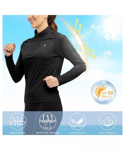 Women's Polo Shirts 1/4 Zip Long Sleeve UPF 50+ Sun Protection Hiking Athletic Shirts Quick Dry Rash Guard 13-black $11.19 Ac...