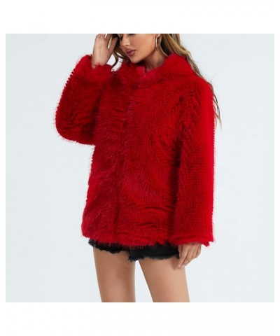 Winter Coats For Women,Long Sleeve Fleece Zip Up Hoodies Jackets Casual Baggy Warm Cozy Plus Size Faux Fur Coats G Red $14.81...