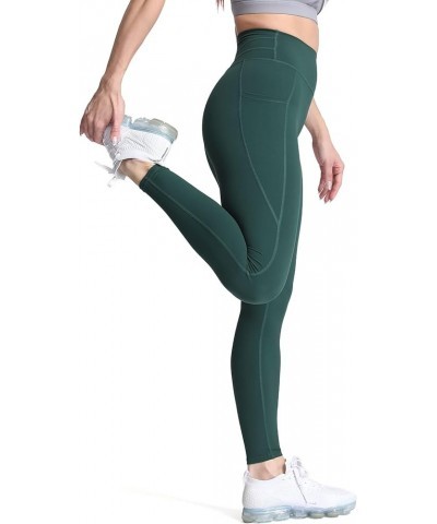 Trinity High Waisted Yoga Pants with Pockets for Women Tummy Control Cross-Waist Crossover Workout Leggings B Storm Green (Re...