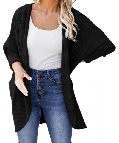 Women's Open Front Long Sleeve Cardigan Solid Color Oversized Chunky Loose Knitted Sweater Outwear with Pocket (White, M) Sma...