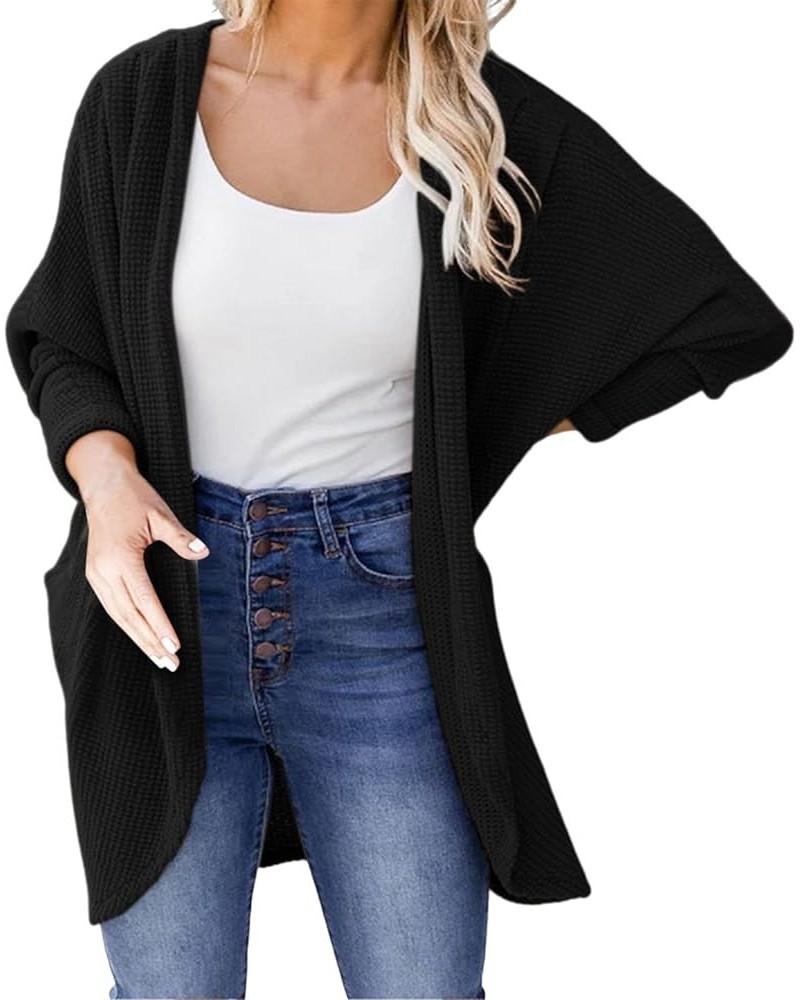 Women's Open Front Long Sleeve Cardigan Solid Color Oversized Chunky Loose Knitted Sweater Outwear with Pocket (White, M) Sma...