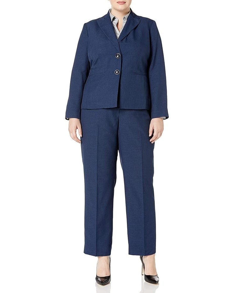 Women's Plus Size Two Button Navy Pant Suit Navy $50.20 Suits