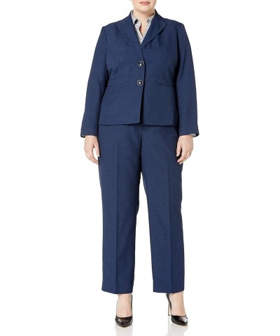 Women's Plus Size Two Button Navy Pant Suit Navy $50.20 Suits