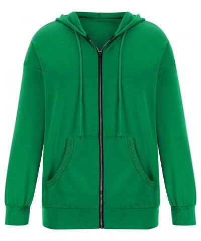 Womens Full Zip Up Hoodie Jacket Long Sleeve Hooded Sweatshirts With Pockets Fall Fashion 2023 Outfits G08-green $11.87 Hoodi...