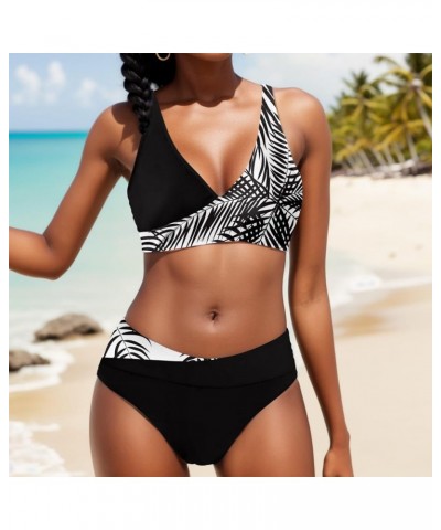 Women High Waisted Bikini Set Two Piece Swimsuits Push Up Wrap Padded Swim Top Tummy Control Bathing Suit Bottom Swimwear Yy0...