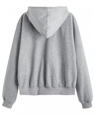 Women's Casual Full Zip Crop Top Hoodie Sweatshirt Jacket Gray $9.53 Hoodies & Sweatshirts