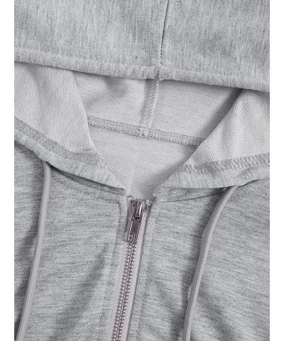 Women's Casual Full Zip Crop Top Hoodie Sweatshirt Jacket Gray $9.53 Hoodies & Sweatshirts