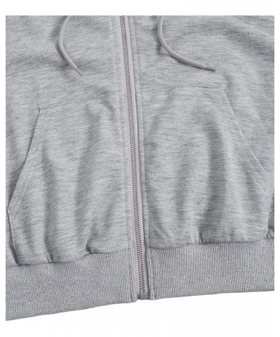 Women's Casual Full Zip Crop Top Hoodie Sweatshirt Jacket Gray $9.53 Hoodies & Sweatshirts