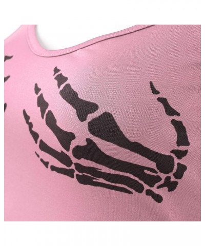 Women's Sleeveless Skull Hand Vest Top E-Girls Y2K Camisole Crop Shirt Summer Blouse Pink $5.79 Tanks