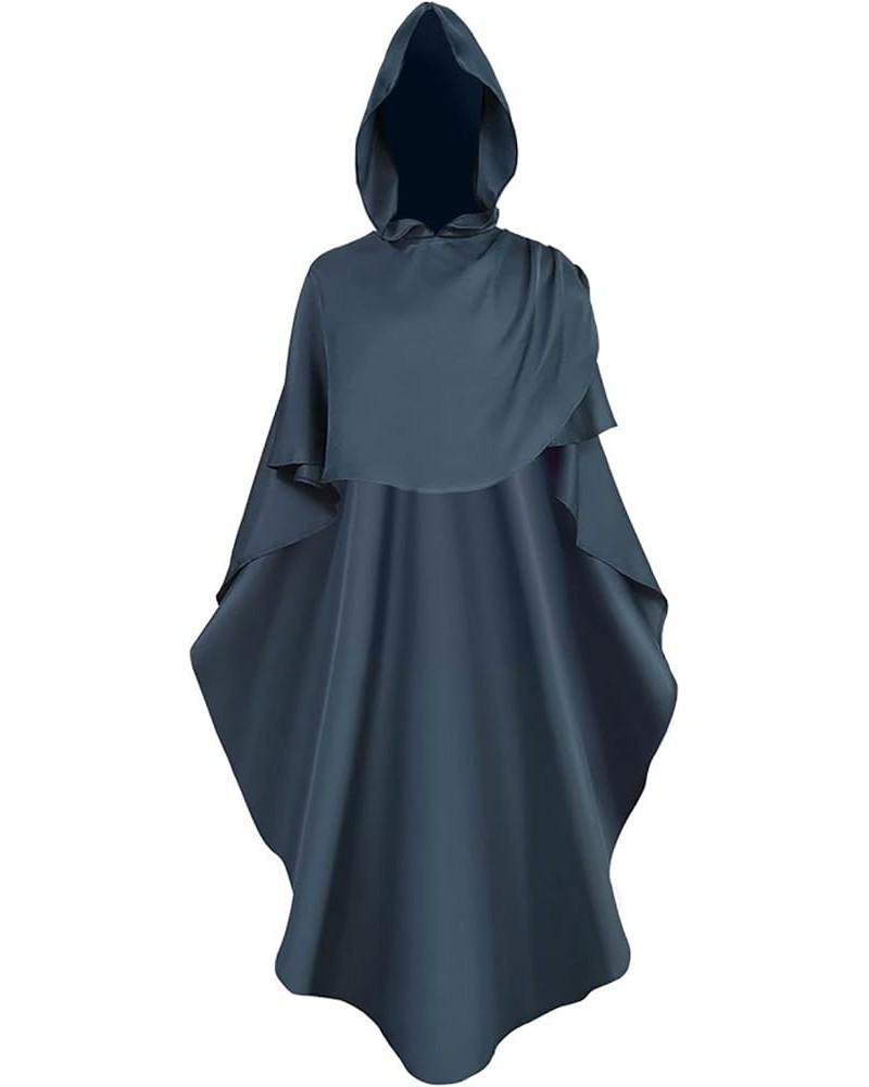 Women's Medieval Vintage Hooded Cloak Robe Full Length Hooded Robe Cosplay Adult Halloween Witch Cloak Outwear Navy $6.04 Hat...