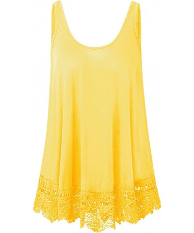 Plus Size Swing Lace Flowy Tank Top for Women B02 Yellow $10.75 Tanks