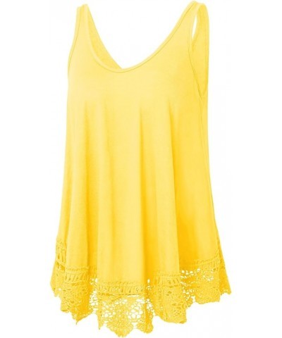 Plus Size Swing Lace Flowy Tank Top for Women B02 Yellow $10.75 Tanks