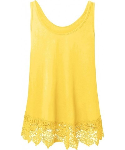 Plus Size Swing Lace Flowy Tank Top for Women B02 Yellow $10.75 Tanks