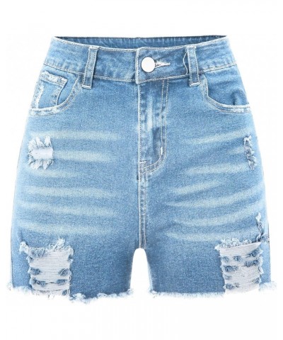 2023 New Women's Distressed Frayed Hem Jean Shorts Flowy Casual Denim Shorts Micro Elastic Ripped Jeans with Pockets $9.98 Sh...