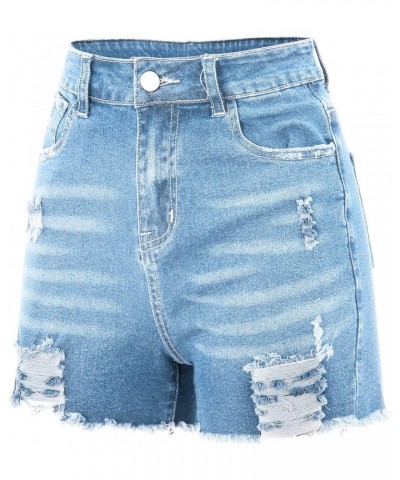 2023 New Women's Distressed Frayed Hem Jean Shorts Flowy Casual Denim Shorts Micro Elastic Ripped Jeans with Pockets $9.98 Sh...