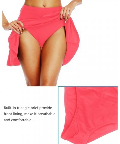 Women High Waisted Swim Skirt Long Skirted Swimsuit Bottom Athletic Bathing Suit Skirt with Panty Coral Pink $17.00 Swimsuits