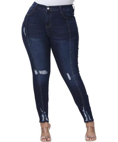 Women Plus Size Skinny Jeans Stretchy High Waisted Ankle Jean Dark Blue-839 $14.90 Jeans