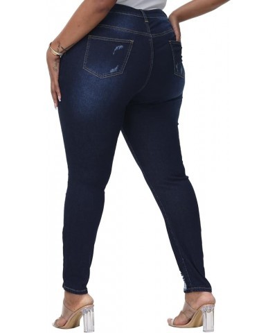 Women Plus Size Skinny Jeans Stretchy High Waisted Ankle Jean Dark Blue-839 $14.90 Jeans