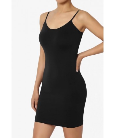 Women's Sleeveless Spaghetti Strap Seamless Bodycon Short Mini Cami Slip Dress Black/Black $9.87 Dresses