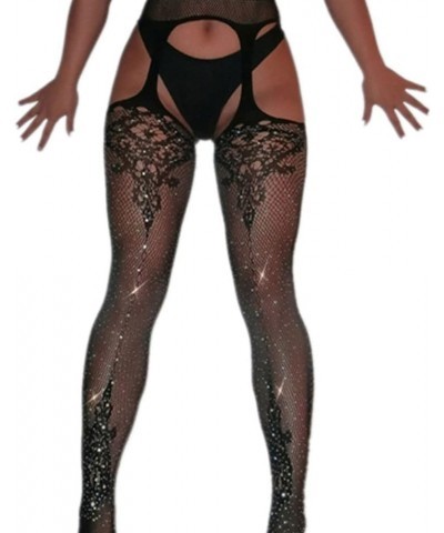 Women's Sexy Crystal Rhinestone Pantyhose Tights Fishnet Stockings Bling Hosiery W2-black $7.90 Socks