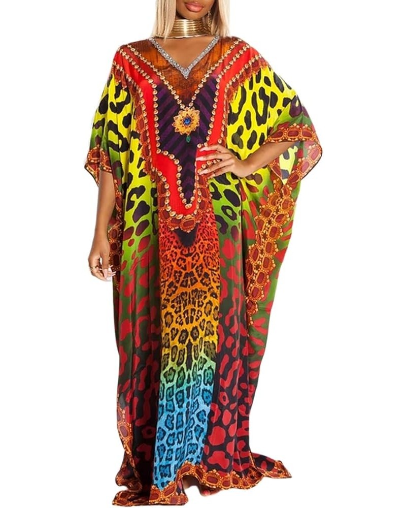 Robe Kaftan Bikini Swimsuit Cover Up for Women Casual Long Turkish Beach Dress Ethnic Print 4 $18.80 Swimsuits